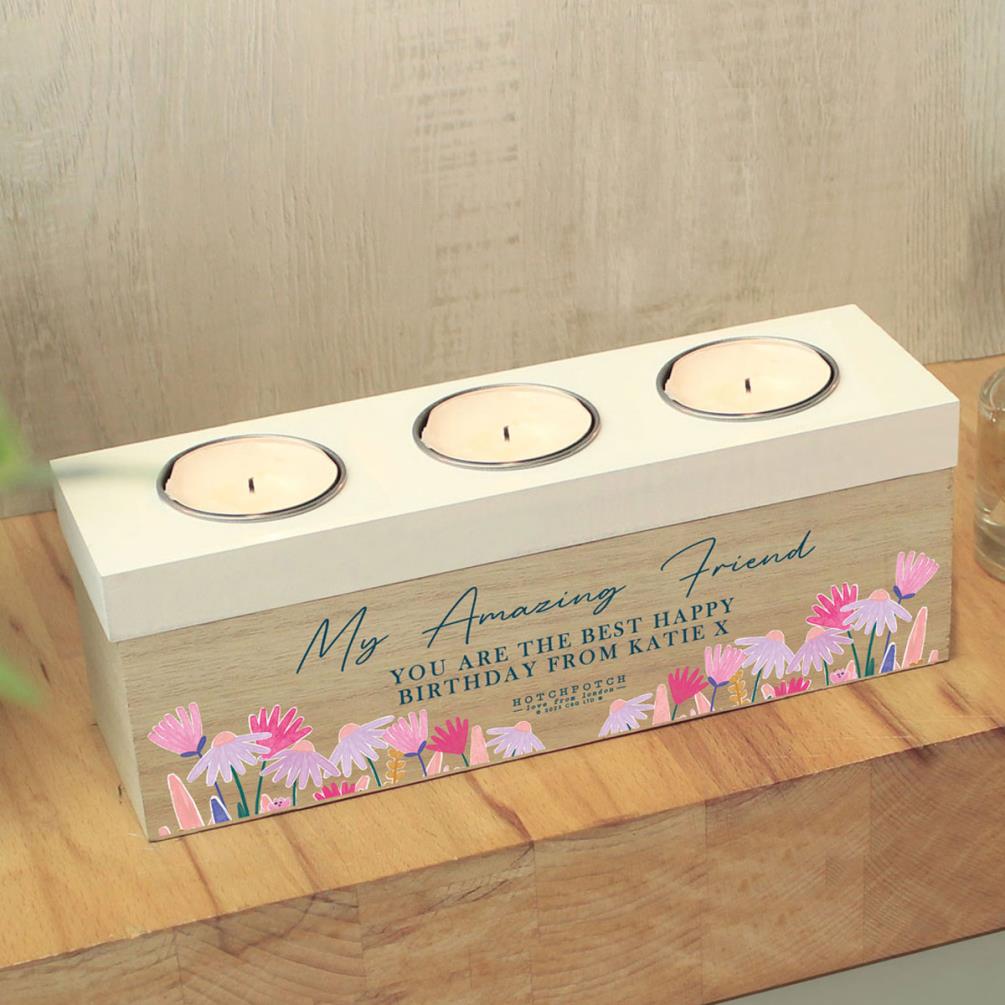 Personalised Hotchpotch Wild Flower Triple Tea Light Box Extra Image 2